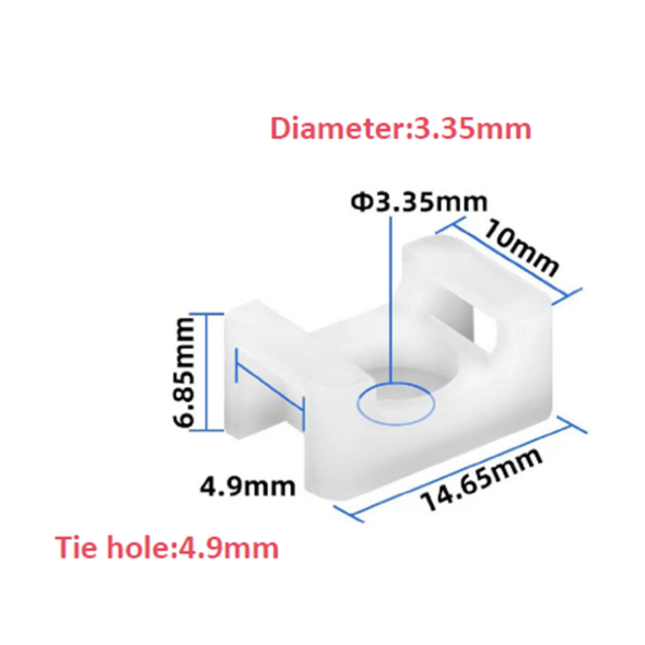 Black Saddle Tie Mount, Tie 4.9mm - M3 screw